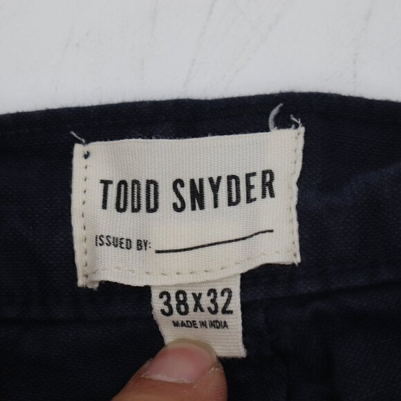 Todd Snyder Pants Mens 38 L27 Slim Fit 5 Pocket Cotton Linen Flat Front Blue - Picture 10 of 13